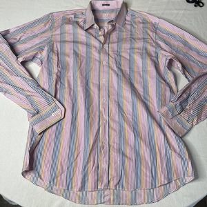 Bugatchi Uomo Men XL Long Sleeve Button Up Collared Shirt striped multicolor